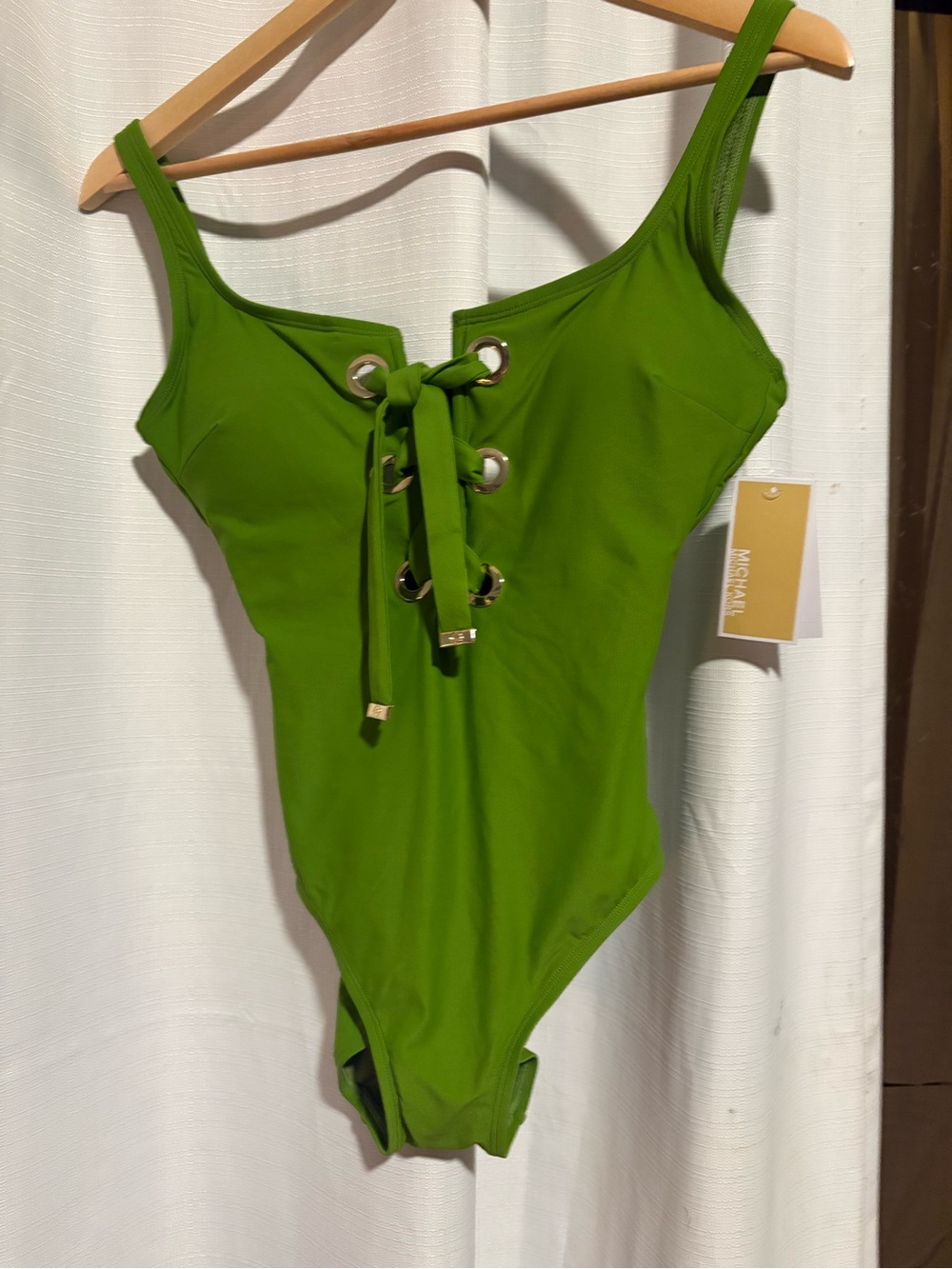 Michael Kors Green Lace Up Grommet 1-Pc Swimsuit. Sz 6. NWT!